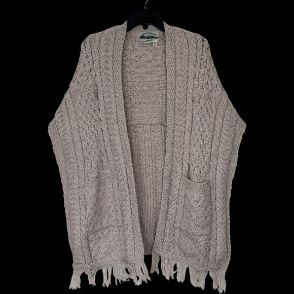 Aran Craft 100% Merino Wool Shawl Fringe Trim Parsnip Missy One Size - Picture 9 of 12